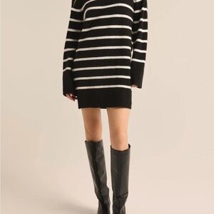 Z Supply Black and White Fin Stripe Sweater Dress